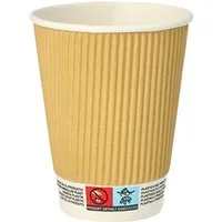 PAPSTAR Becher 25 Trinkbecher, Pappe 0,3 l Ø 9 cm · 11 cm natur Ripple Wall