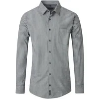 CASAMODA Langarmhemd CASAMODA Herren Freizeithemd Langarm Kent Casual Grün gestreift