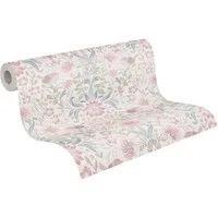 A.S. Création Vliestapete Landhaustapete mit Vögeln, leicht strukturiert, matt, gemustert, neutral, (1 St), Florale Tiertapete Tapeten Wohnzimmer Schlafzimmer Küche Design Optik