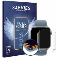 Savvies Displayschutzfolie Fullscreen Schutzfolie für Apple Watch Series 11 (42 mm), 4 Stück, Displayschutz Folie Fullcover Klar Transparent