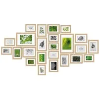 bomoe Bilderrahmen 24er Bilderrahmen Set Nature Fotorahmen Collage, Eiche, 10x 10x15 cm, 8X 13x18 cm, 4X 15x20 cm, 2X 20x30 cm mit Passepartout