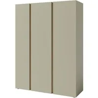Beautysofa Kleiderschrank LICO 3-türig mit 8 Regalböden, 2 Kleiderstangen (wählbar in Sandbeige oder Eukalyptus) Breite: 145 cm