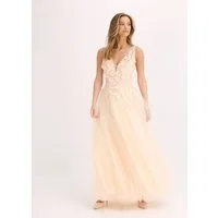 bonprix Maxikleid für festliche Anlässe, aus Tüll mit floraler Applikation, Maxi-Länge