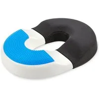 Vitabo Steißbeinkissen Ergonomischer Sitzring I Gel-Schicht I Memory-Schaum (Schwarz), kühlende Gel-Auflage mit Anti-Rutsch-Noppen an der Unterseite