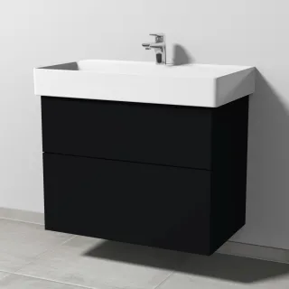 Sanipa 3way Waschtischunterbau zu Duravit Dura Square Waschtisch mit 2 Auszügen, Schwarz-Matt SF42808