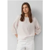 s.Oliver Kurzarmbluse Bluse Bluse aus Baumwoll-Viskosemix mit Raffung