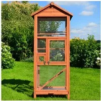 Zooprinz Vogelhaus Vogelvoliere Modell M L oder XL, Bitumendach, Kotschublade, Massives Kiefernholz