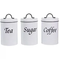 Neuetischkultur Vorratsdose Vorratsdosen 3er-Set Landhaus Weiß, Eisen, (Set, 3-tlg., 3 Vorratsdosen), Metall Kaffeedose Teedose Zuckerdose