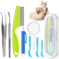 TUWENA Zeckenpinzette Zeckenentferner Set, 3er Set Zeckenhebel, 1 Zeckenhaken, 1 Pinzette, 8-tlg., Der Sichere Zeckenschutz Für Kinder & Haustiere, Hund, Katze Mensch