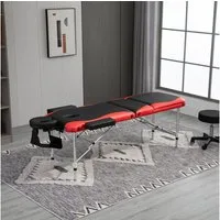 HOMCOM Massageliege klappbares Massagebett (Massageliegen, 1-St., Massagetisch), Schwarz+Rot 215 x 81 x 61-84 cm