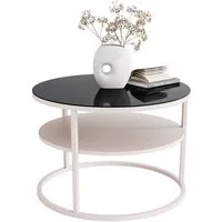 yourhouse24 Couchtisch INEZ SLIM GLASS, Kaschmir mit Glasplatte & Ablage (Runder Couchtisch Slim), Kaschmir