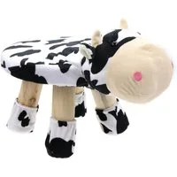 ELLUG Kindersessel Hocker für Kinder, Tiere, Plüschbezug & Holzbeine, bis 70kg 47*20*27cm