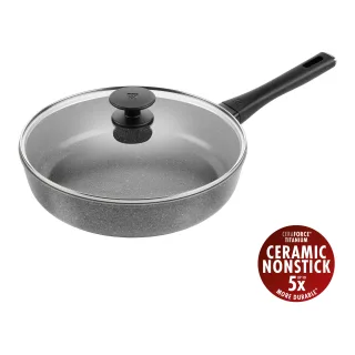 ZWILLING Terreno Plus Schmorpfanne mit Glasdeckel, 28 cm, Aluminium, Titanverstärkte keramische Antihaftbeschichtung