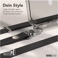 EAZY CASE Handykette für Apple iPhone 16 Handyhülle mit Handyband magnetisch, MagSafe Hülle in Schwarz mit Magnetband und flexibler Handykette