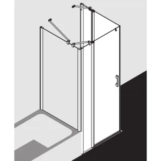 Kermi Pega Pendeltür-Eckeinstiegshälfte 2-tlg. PEEPL07518VAK 75x185cm, silber hochglanz, ESG klar, links, auf Duschwanne