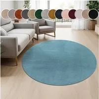 Paco Home Teppich Cadiz 630, rund, Höhe: 14 mm, Kurzflor, Uni-Farben, besonders weich, waschbar, Wohnzimmer