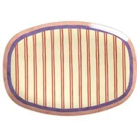 rice Teller Rice Melamin Teller Rechteckig - Rote Streifen Motiv Creme 30 x 22 cm, (1 St)