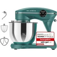 KLAMER Küchenmaschine 1800W, 6L Edelstahl-Schüssel, Knetmaschine mit 10 Geschwindigkeiten & Timer, grün, 1800 W, 6 l Schüssel, Spritzschutz, 3 Werkzeuge, Saugfüße, digitales Display, Timer