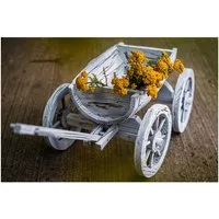 HTI-Living Gartenfigur Holzhandwagen Weiß Rustikal Sommerset, (Stück, 1 St., 1 Handwagen ohne Dekoration), Dekohandwagen Pflanzwagen
