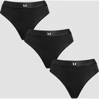 MP Women's Mid Rise Thong (3 Pack) - Black - XS