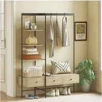 HOMCOM Garderobenständer Garderobenständer mit Regalen, Kleiderstange, 180cm Kleiderständer, (Set, 1 St., 1), Multifunktionale Flurgarderobe mit hohem Stauraum