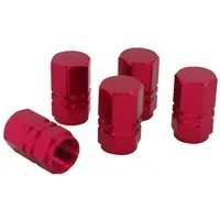 All Ride Ventilkappe 5 Ventilkappen einfarbig rot Sechskant mit Zierstreifen aus Aluminium, (5-St), Standard-Gewinde