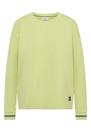 CECIL - Langarm Shirt mit Rundhals und Streifendetail citrin green - Gr. - XS