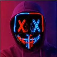 FASCHINFEVER Verkleidungsmaske LED Purge Maske - Halloween Kostüm Herren Halloween Maske, (Packung), mit Lichteffekten