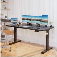 Furnicopia Schreibtisch Höhenverstellbar mit einer 25 mm dicken einteiligen Tischplatte (25 mm dicke, nahtlose, monolithische Tischplatten Keine gespleiBten Platten Vielseitig und hochwertig Erinnerung bei langerem Stehen)