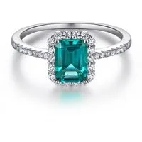 Lisandra Scott Silberring Damenring 925 Sterling Silber mit grünem Smaragd Stein Profischliff, Funkelnde Akzente – Zeitlos und luxuriös