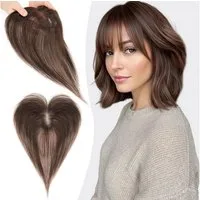 LuxusKollektion Toupet Toupets Echthaar Haartopper Clip in 27cm (Wispy Pony) #2 Dunkelbraun