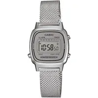 CASIO VINTAGE Chronograph LA670WEM-7EF, Quarzuhr, Armbanduhr, Damenuhr, Digitaluhr, Edelstahlarmband, Datum