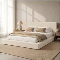Flieks Polsterbett, Doppelbett 180x200cm mit Lattenrost und gepolstertem Kopfteil