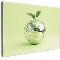 OneMillionCanvasses® Leinwandbild Grün - Disco - Dekoration - Apfel, Fotodruck (1 St), Küchenbilder Modern, Deko Bilder für die Küche 30x20 cm