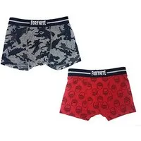 Fortnite Boxershorts FORTNITE Boxershorts Jungen Unterhosen 2 Stück Doppelpack rot + grau Kinder Slips Schlüpfer Gr. 122 128 140 152 164