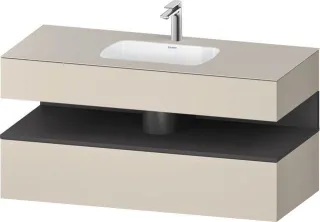 Duravit Qatego Einbauwaschtisch mit Konsolenwaschtischunterbau Taupe Supermatt 1200x550x600 mm - QA4 QA4787049830000