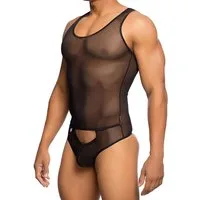 MOB Eroticwear Body Transparenter String-Body - schwarz (1-tlg) transparent