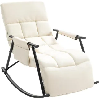 CLP Schaukelstuhl, Creme, Metall, 61x66x100 cm, Wohnzimmer, Sessel, Schaukelstühle