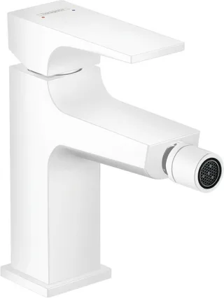 Hansgrohe Bidetmischer Metropol mattweiss mit Push-Open Ablaufgarnitur, 32520700 32520700