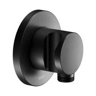 Keuco IXMO Black Selection Schlauchanschluss mit Brausehalter, rund, schwarz matt 59592370001