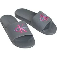 Calvin Klein ESS SLIDE CV WN Pantolette Sommerschuh, Poolslides, Pantolette, Strandschuh mit Logoschriftzug