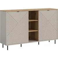 Home affaire Sideboard RAITA, Breite 154 cm, Front mit Desgin-Fräsung, 2 Türen, viel Stauraum (moderne Farbkombi, individuell einsetzbar, Griffe & Füße aus Metall), Kommode, Anrichte, Schrank, Highboard, TV-Board