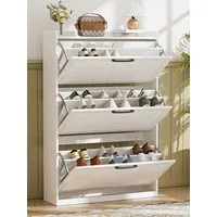 FiveWillowise Schuhschrank Schmal, Schuhkipper Schuhregal Schuhkommode, Schuhaufbewahrung (1-St) mit Lamellentür, 3 Klappen, und 6 Verstellbar Ablageflächen