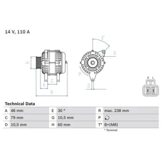 Bosch Lichtmaschine 110A Hyundai Terracan Kia Carnival 2,9