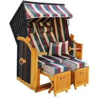 BRAST Strandkorb für 2 Personen, 120cm breit, 5 Designs, BxTxH: 120x79x150 cm, Volllieger, Rügen Deluxe, (verstellbare Rückenlehne weiches Fußkissen), inkl. wetterfeste Abdeckhaube