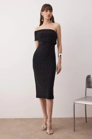 Ärmelloses, gerades, elegantes, figurbetontes Midi-Kleid für Damen/Abendkleid