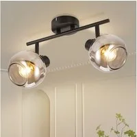 Nettlife Deckenstrahler Vintage Rauchgrau Glas E14, Schwenkbar 350°, LED wechselbar, für Wohnzimmer Schlafzimmer Küche Flur