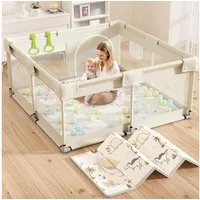 MC Star Laufstall Baby 120 x 120 cm (ideal für den Innenbereich, Großer Baby Laufgitter), Sicherheit Spielplatz Kinder mit Netzdesign