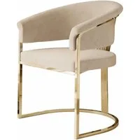 Lookway Polsterstuhl MOUNIR BEIGE mit einem goldfarbenen, verchromten Gestell