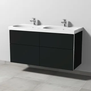 Sanipa 3way Waschtischunterbau zu Geberit Acanto Waschtisch mit 4 Auszügen, Vulkan-Matt BP4201V